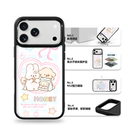 Coque de téléphone AG Feeling Black Edge avec motif Lapin d'amour doré pour iPhone 17, 17 Pro Max, 16 Pro, 15, 15 Pro Max – Coque magnétique