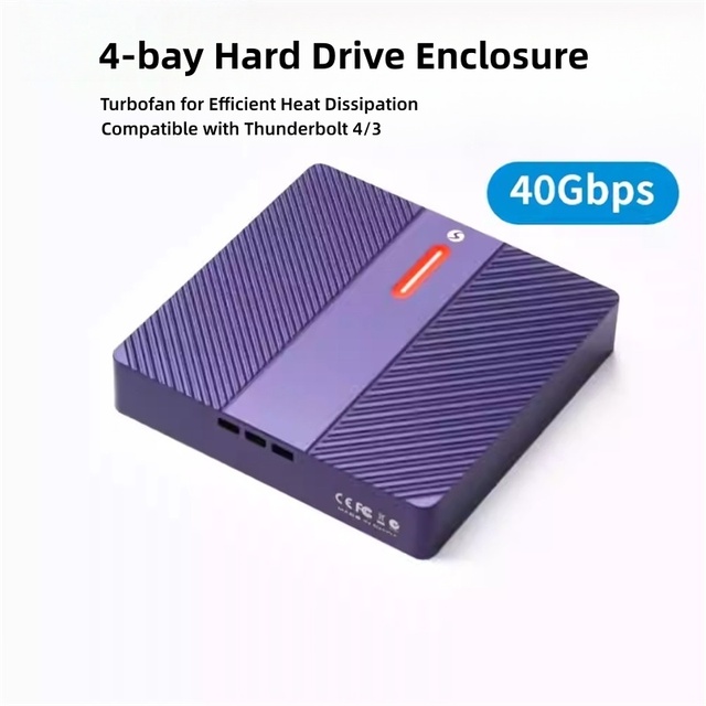 Aluminum 4-Bay NVMe RAID Enclosure with Thunderbolt 4 40Gbps Turbine Cooling Mac/Win Compatibility Individual RAID Support