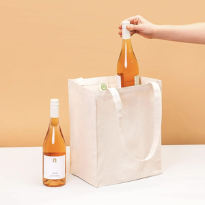 High Quality Extremely SturdyWashable 6 Bottle Wine Carrier Canvas Wine Gift Tote Bag - Product Image 2