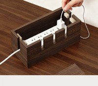 Cache-prise rectangulaire en bois moderne, station de charge multifonction, boîte organisatrice pour dissimuler les câbles et l'ordure, support de câbles de bureau