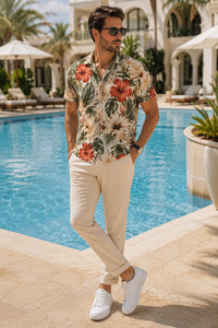 Chemise Hawaïenne Homme Personnalisée à Double Boutonnage Imprimée Numérique Tropicale Manches Courtes Col Classique Écologique Respirante - Product Image 5