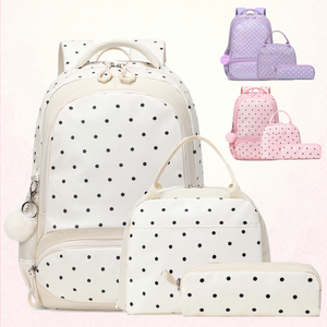 <span class=keywords><strong>Très</strong></span> populaire impression à pois lavable en machine grande capacité pour enfants ensemble de sacs à lunch grande capacité pour les filles du primaire étudiant - Product Image 1