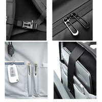 Nouveau Sac à Dos d'Ordinateur en Nylon Imperméable Style Britannique Décontracté pour Affaires et Voyage avec Sangle à Coussin d'Air Rechargeable