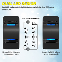 Interrupteur à bascule marin 12V 7 broches DPDT ON-OFF-ON 3 voies étanche avec LED bleue pour bateau UTV