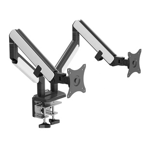 Support de moniteur incurvé 2026 blanc réglable avec <span class=keywords><strong>bras</strong></span> de fixation noir <span class=keywords><strong>pour</strong></span> double écran d'ordinateur de bureau - Product Image 3