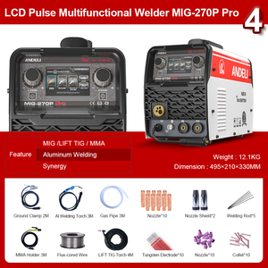 ANDELI 220V LCDスクリーン ダブルパルス MIG/リフトTIG/MMA スプールガン対応 半自動アルミMIG溶接機 - Product Image 5
