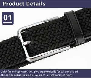 <span class=keywords><strong>Ceinture</strong></span> de Golf Unisexe avec Alliage pour Boucle Usine Directe <span class=keywords><strong>Tressée</strong></span> Polyester Toile Tissu Durable Élastique Sports de Plein Air Casual Wove - Product Image 3