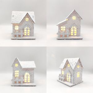 Uionen Light Up Wooden Snowflake House Cabin <b>Ornaments</b> Christmas Wooden Crafts Window Desktop Festive Home Decorations - Product Image 6