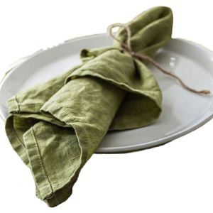 Soft Cotton Wrinkled Hemstitch Dinner Napkin Square Solid Color Cloth Table Linen for Wedding Restaurant Airplane Catering - Product Image 1