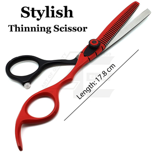 Rojo Negro Peluquería Tijera Estilista Cizalla para adelgazar el cabello Elección de esteticista Acero inoxidable Venta caliente - Product Image 3