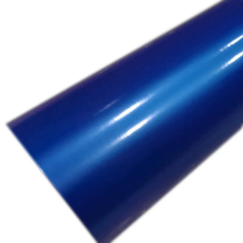 Emballage vinylique bleu brillant pour voiture, adhésif de véhicule motif perle tressée, protection imperméables