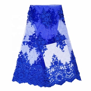 سعر الجملة قوانغتشو الفرنسية المطرزة نسيج الدانتيل الأزرق الملكي بالحجارة - Product Image 2