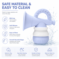 Jouet aquatique en silicone pour bébé, en forme de corne, jouet de bain sans couture avec poignée en arc et points texturés, pour le plaisir aquatique, vente en gros OEM