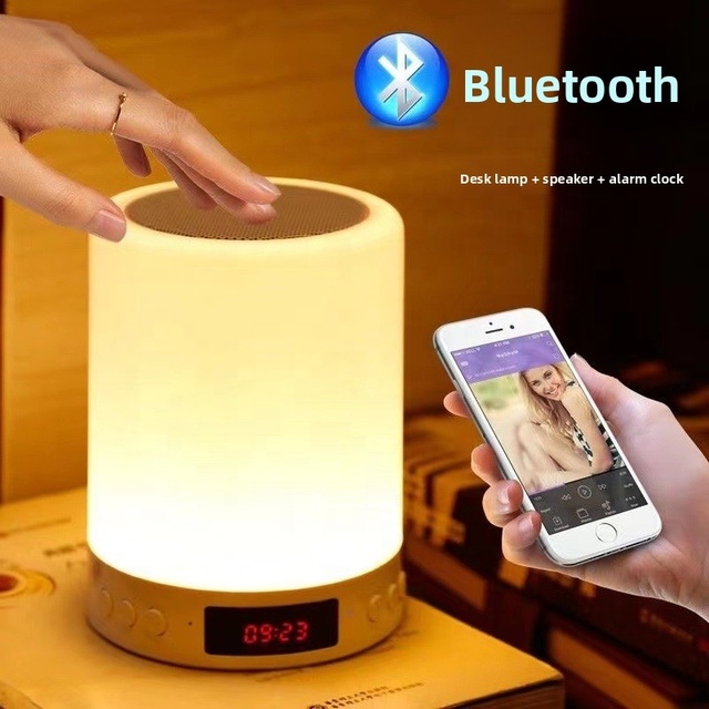 2026 Multi-functional RGB Color-Changing LED Sleep Light Button Lamp for Speaker with Alarm Clock Plastic Portable