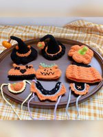 Tenue de remplacement mignonne pour poupée en coton de 10 cm, costume de citrouille au crochet et chapeau de sorcière, pour Halloween, vente en gros