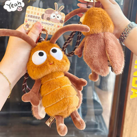 Porte-clés créatif insecte aux grands yeux, poupée en peluche souple simulée (moustique et cafard), pendentif de sac et petit ornement, personnalisable