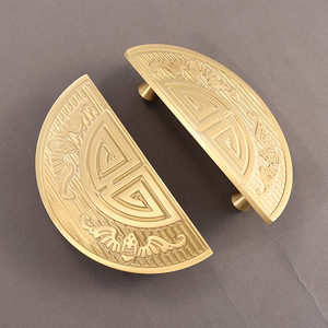New Chinese Style Brass <b>Cabinet</b> Door Handle Round Embossed Design For Wardrobe Modular Installation Durable Furniture <b>Knob</b> - Product Image 4