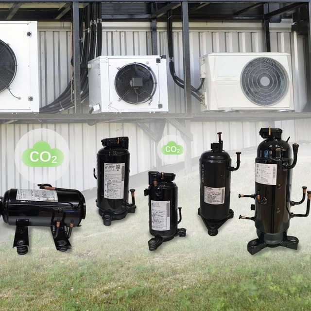 2HP C-CV163L0A CO2 R744 Two-Stage Rotary Compressor refrigerator heat pump chiller car air conditioner DC inverter Compressor