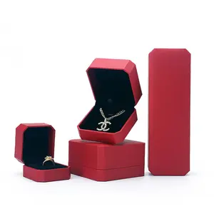 Оптовые Подгонянные Восьмиугольные кожаные бумажные шкатулки для драгоценностей, золотые шкатулки для драгоценностей, кольца, подвески, браслеты, шкатулки для ожерелий