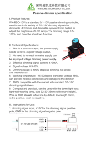 Low Voltage 0-10V DC <strong>Mini</strong> Manual <strong>LED</strong> Knob <strong>Dimmer</strong> with Rotary Control Switch <strong>PWM</strong> Dimming Light Controller ROHS Certified Plug-In - Product Image 6