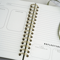 Kit de carnets en papier personnalisables en gros, reliure spirale A5, Intime Fille, Bible, Prières, Journal chrétien