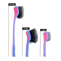 Ensemble de brosses de detailing automobile professionnel TB-K001, 3 pièces, manches longs/moyens/courts, poils ondulés/divisés/finis, poignées contrastées PP+TPR