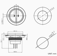 Bouton-poussoir HBAN en métal avec indicateur LED, 25 mm, 2 broches, acier inoxydable blanc, IP67, pour équipement de panneau, tête plate
