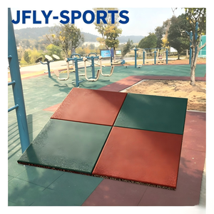 Dalles de sol en caoutchouc emboîtables JFLY-SPORTS 50 mm, absorption des chocs, utilisation en salle de sport et en extérieur, vert rouge - Product Image 1