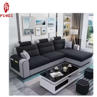 Ventes Directes d'Usine Canapé d'Angle Trois Places en Tissu Déhoussable et Lavable Style Moderne et Simple pour Salon