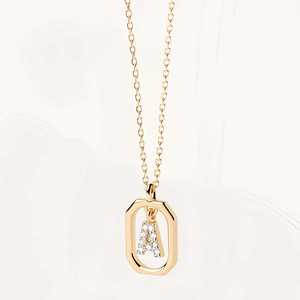 <span class=keywords><strong>Collana</strong></span> pendente da ragazza Trendy in argento 925 con lettere A-Z con lettera iniziale placcato <span class=keywords><strong>oro</strong></span> 18k <span class=keywords><strong>collana</strong></span> di gioielli da donna - Product Image 1