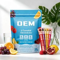 Poudre d'électrolytes instantanée OEM sans sucre, zéro calorie, 6 électrolytes essentiels, mélange de boissons, pack varié, hydratation, 30 sachets