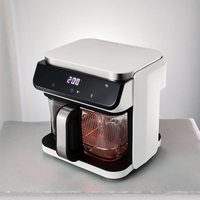 Friteuse à air numérique grande capacité 5,5 L avec panier en verre, contrôle tactile, multifonction, sans huile, pour usage domestique et hôtelier