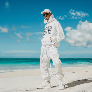 StreetLux personalizado puff estampado Oversized fit GRAPHIC algodón polar Sudadera con capucha joggers conjunto chándal conjunto Sudadera con capucha pantalones de chándal conjunto - Product Image 2