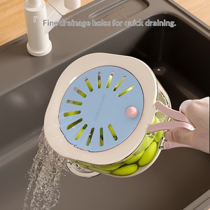 Passoire à fruits pliable 2-en-1 écologique avec poignée, motif fraise mignon, en PP+PET pour le lavage – Vente en gros - Product Image 2