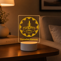 Lampu Meja Ilusi Optik Pola Ukiran Laser Kustom Bertenaga USB Lampu Malam LED Akrilik 3D Grosir Pabrik