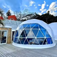 Maison igloo moderne 4m en plein air, kit hôtel de luxe pour glamping avec bâtons en aluminium pour salle de bain, tissu en toile pour événements