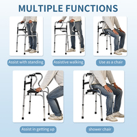 Déambulateur pliable léger pour personnes âgées avec roues, hauteur réglable pour personnes handicapées, récupération post-chirurgicale