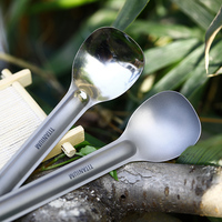 Portable extérieur pur titane vaisselle ensemble longue poignée étendue fourchette cuillère Camping café Dessert remuer cuillère vaisselle