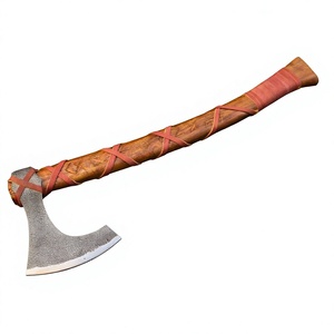 Hache en acier de Damas avec tête en acier au carbone, hache large de qualité industrielle, manche en bois, hache de menuiserie en acier de Damas à vendre - Product Image 1