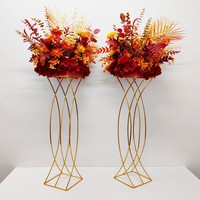 Elegante Soporte de Flores de Hierro Dorado Personalizado para Decoración de Mesa de Boda o Restaurante, Entrega Rápida, Arreglos Florales para Fiestas