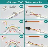 Connecteur de bande LED sans soudure COB DIN en cuivre ABS, série FCOB, transparent, 3 broches, largeur 10 mm, sans interstice