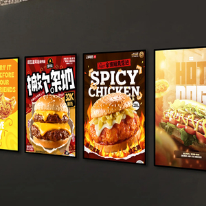 Tùy chỉnh LED quảng cáo hộp Đèn treo tường hình chữ nhật Acrylic + Kính cường lực Bảng menu Áp phích khung nhôm treo - Product Image 4