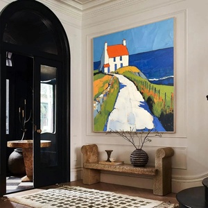 Peinture à l'huile abstraite minimaliste de paysage côtier en impasto sur toile, art mural abstrait texturé 3D fait main, neutre - Product Image 4