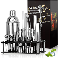 Ensemble de shaker à cocktails Boston moderne et écologique en acier inoxydable, 21 pièces, 750 ml/600 ml, compatible lave-vaisselle, en acrylique non lesté