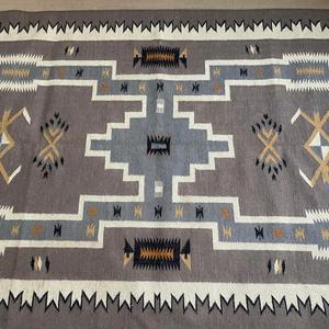 Geometric Navajo Kilim Rug Wool Flat Weave Non Slip Rubber Backing Earth Tone Home Decor Living <b>Room</b> Rug - Product Image 1