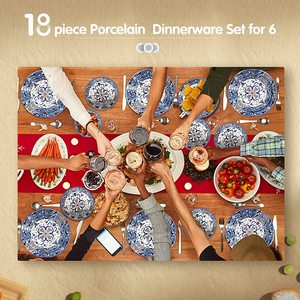 <span class=keywords><strong>Service</strong></span> de table en porcelaine, <span class=keywords><strong>18</strong></span> pièces, vaisselle de cuisine chinoise, <span class=keywords><strong>assiette</strong></span> et bol en céramique - Product Image 2