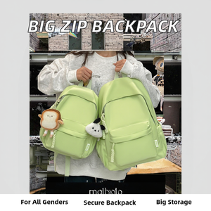 <b>Large</b> Capacity Zipper <b>Backpack</b> Versatile for <b>School</b> Travel Leisure Comfortable Polyester Lining Solid Color Anti-Theft Feature - Product Image 3