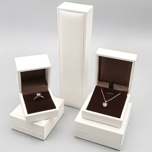 Custom Logo <b>White</b> Rectangle PU Leather Fashionable Jewelry <b>Box</b> for Rings Bracelets Studs for Retail Stores Christmas <b>Gifts</b> - Product Image 2