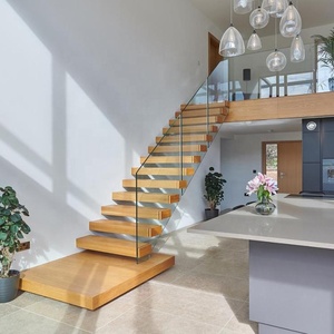 Aas Zwevende Trap Voor Indoor Moderne Houten Onzichtbare Mono Stringer Trap
