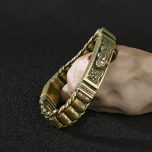 โซ่นาฬิกาปี่เซียะทองเหลืองสำหรับผู้ชายสายโซ่ทองเหลืองแนววินเทจเครื่องประดับตกแต่งแนวโบราณ - Product Image 3